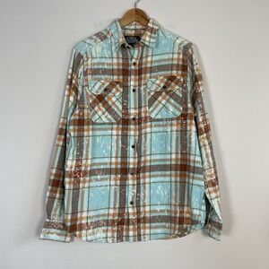 Angry Minnow Bleached Flannel Plaid Shirt M Wild Child Western Grunge Festival